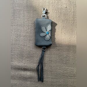 Black Floral Tassel pouch with clip